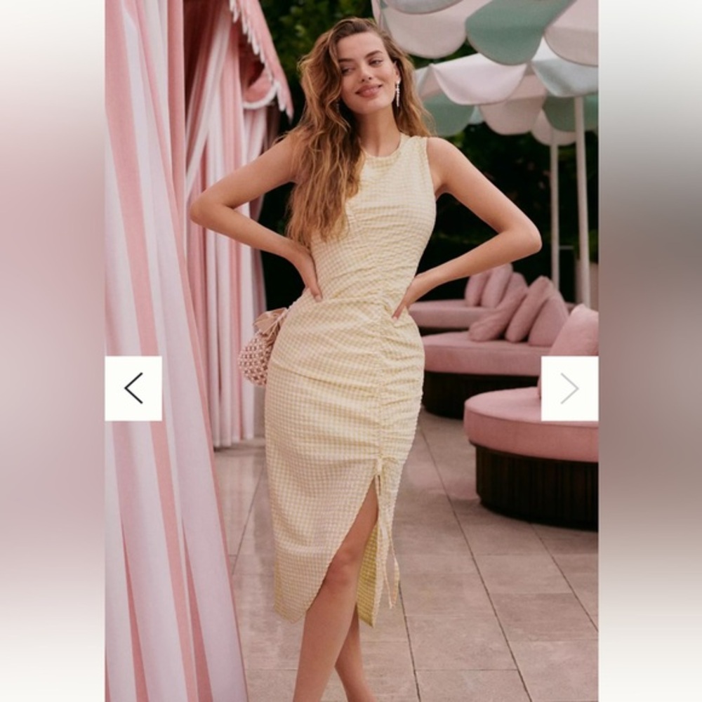NWT Anthropologie Maeve White Cream Gingham Midi‎ Dress